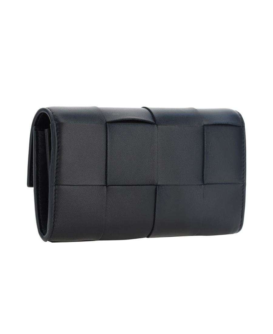 Shop Bottega Veneta Flap Wallet In Black