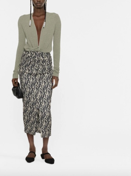 Nanushka Twist-front Printed Sarong Skirt In Black