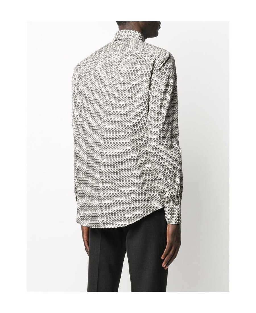 Ferragamo Man Shirt Lead Size Xxl Cotton In Gray