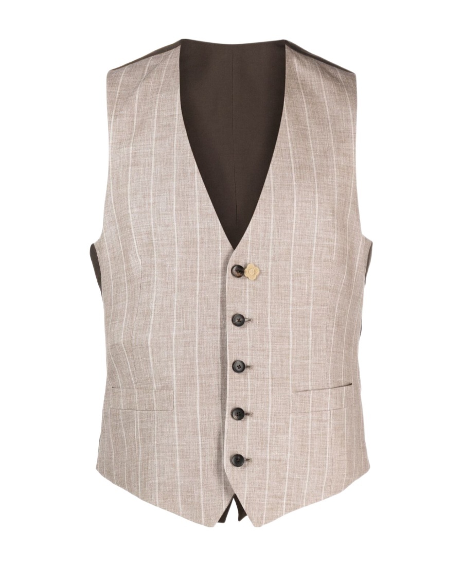 Lardini Pinstripe-pattern Single-breasted Vest In Nude