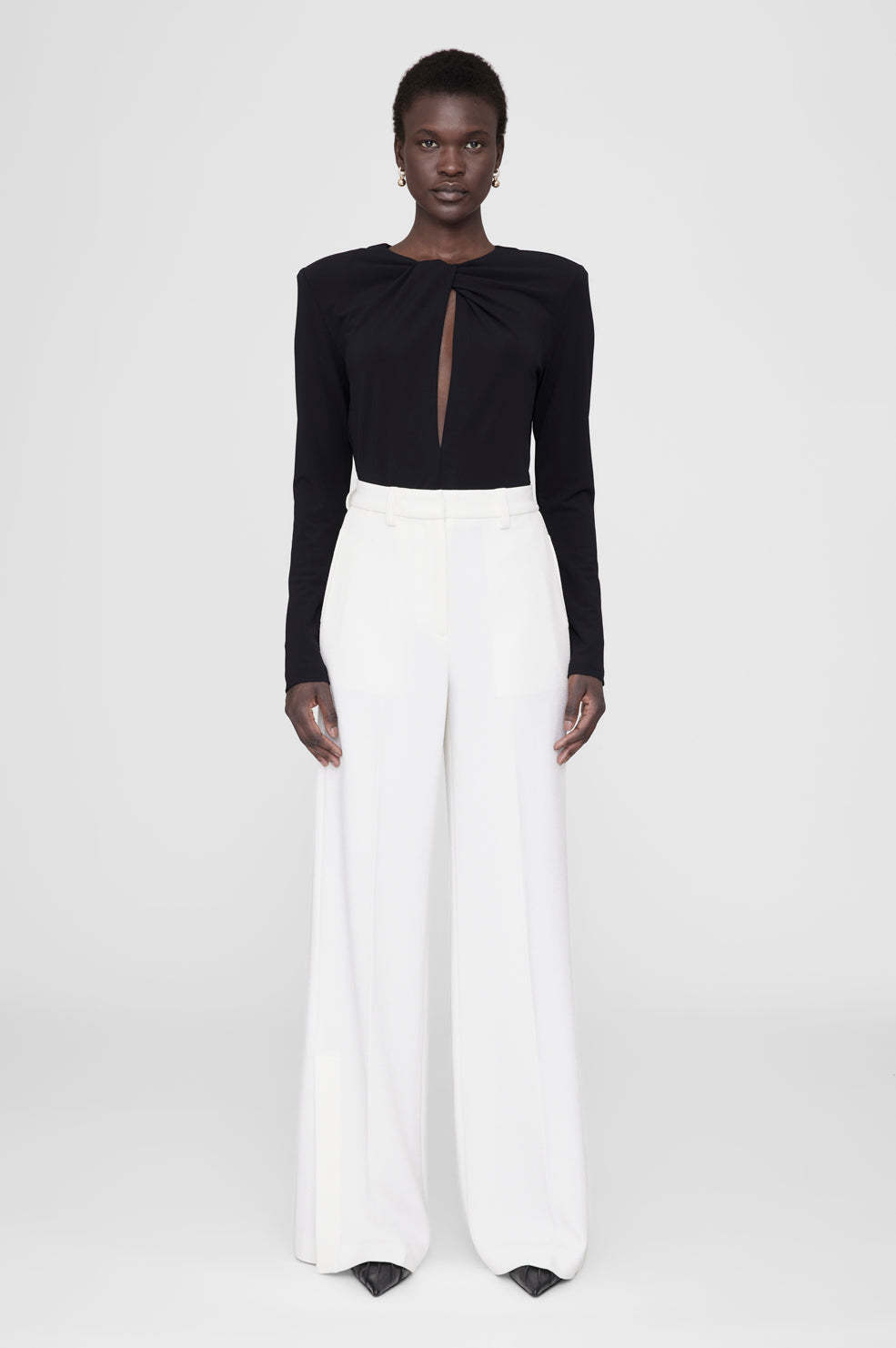 ANINE BING BELT-LOOP CASUAL PANTS