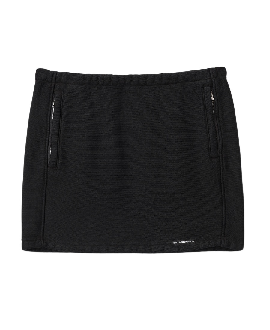 Alexander Wang Logo-tag Cotton Miniskirt In Black
