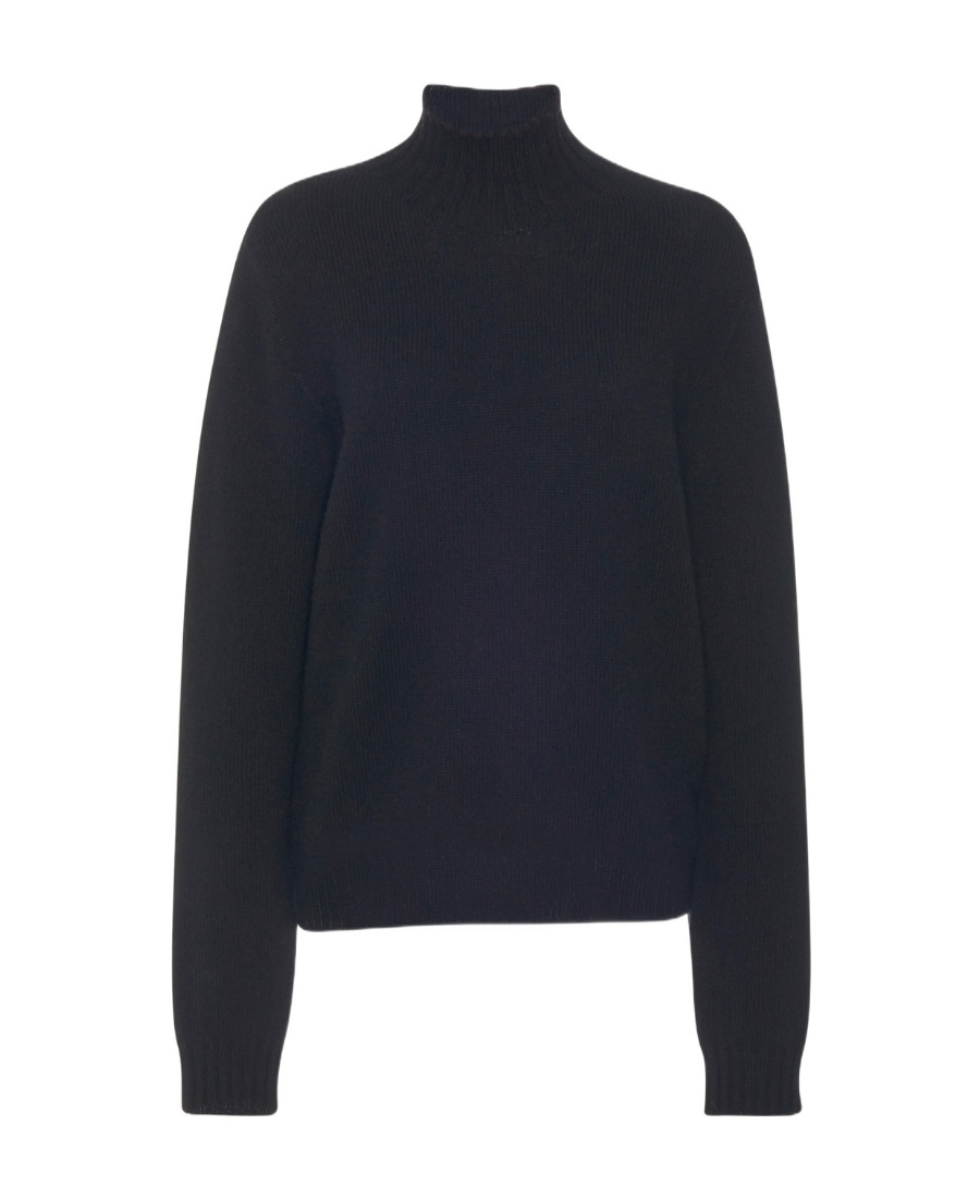The Row Cashmere Turtleneck Knitted Pullover In Black