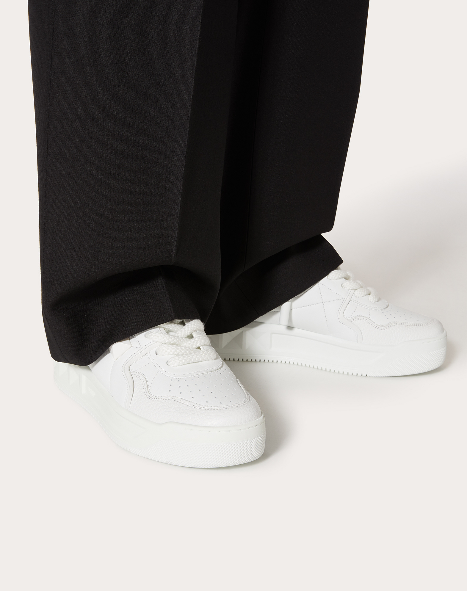 Shop Valentino One Stud Xl Nappa Leather Low-top Sneaker In White