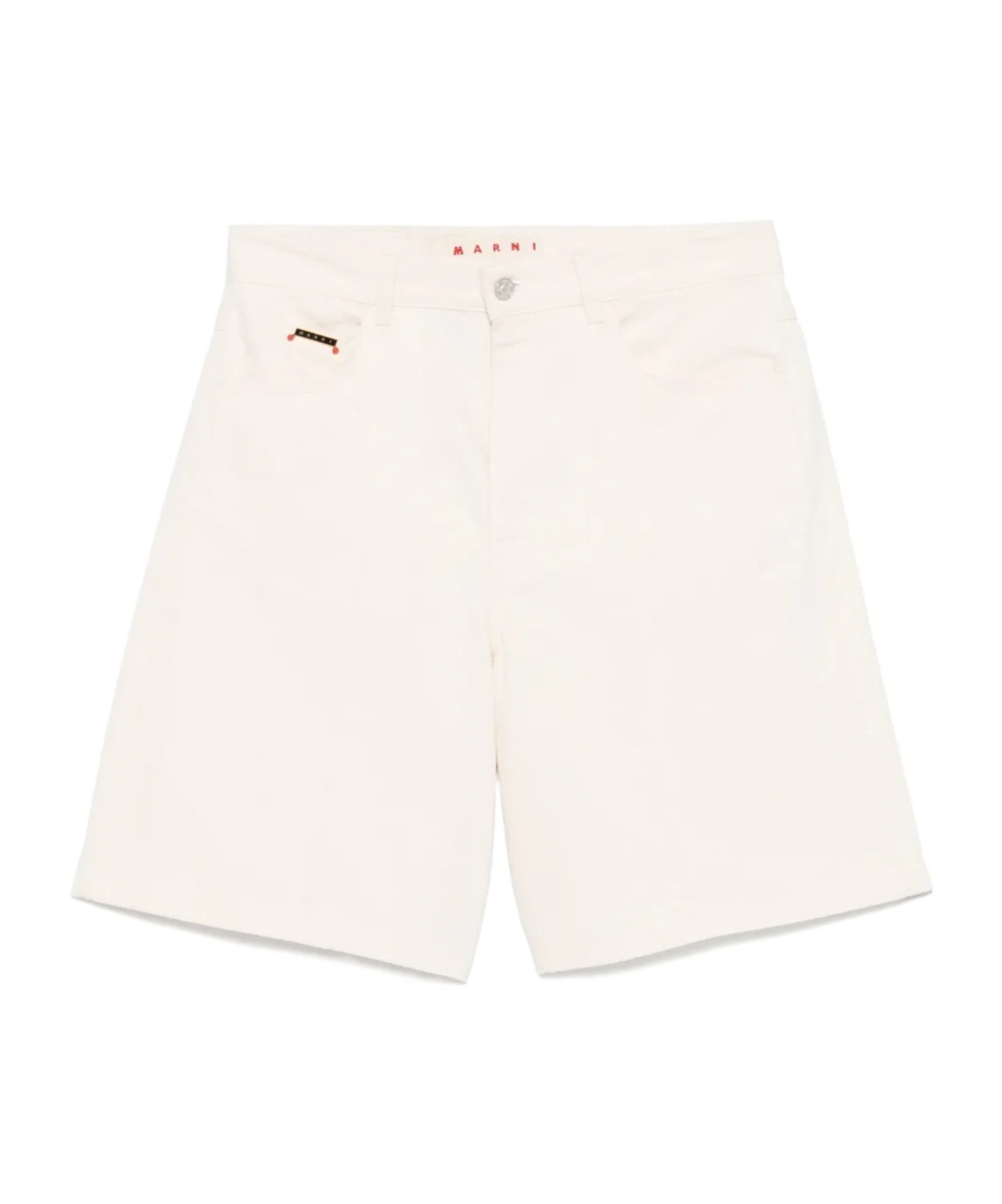 Marni Logo Plaque Denim Shorts In Pink