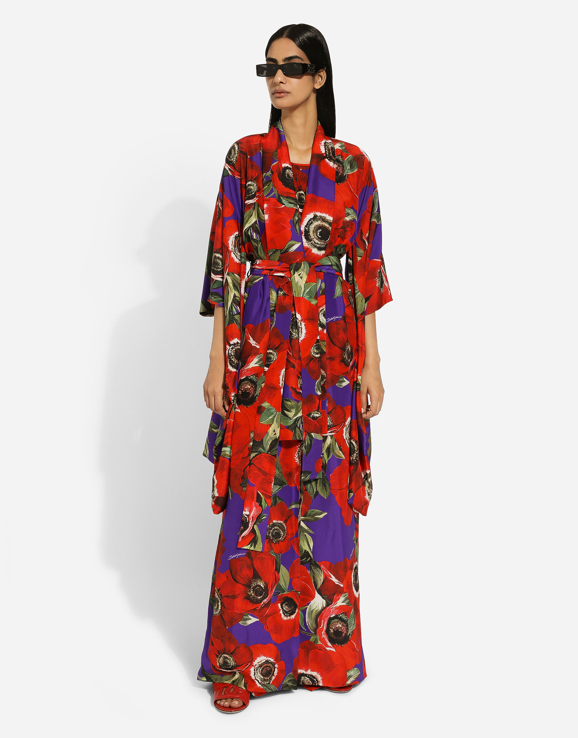 DOLCE & GABBANA FLORAL-PRINT DRAWSTRING-WAISTBAND PALAZZO PANTS 