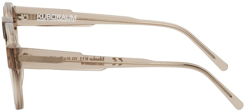 Kuboraum Taupe Logo Round Flat Mirror In Nude