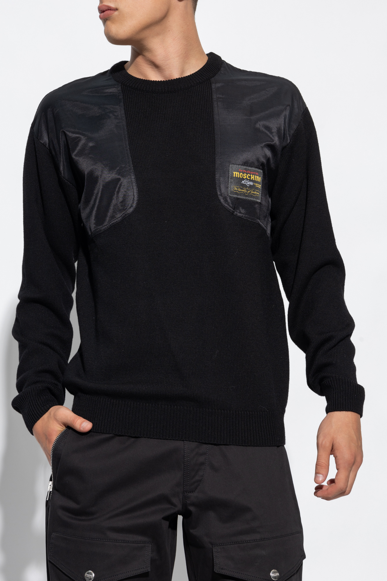 Moschino Long-sleeved Sweater In Black