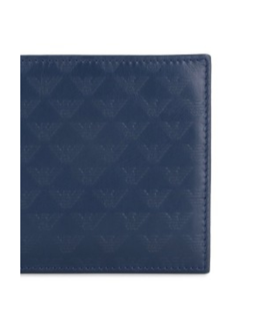 Emporio Armani Logo Details Wallet In Blue