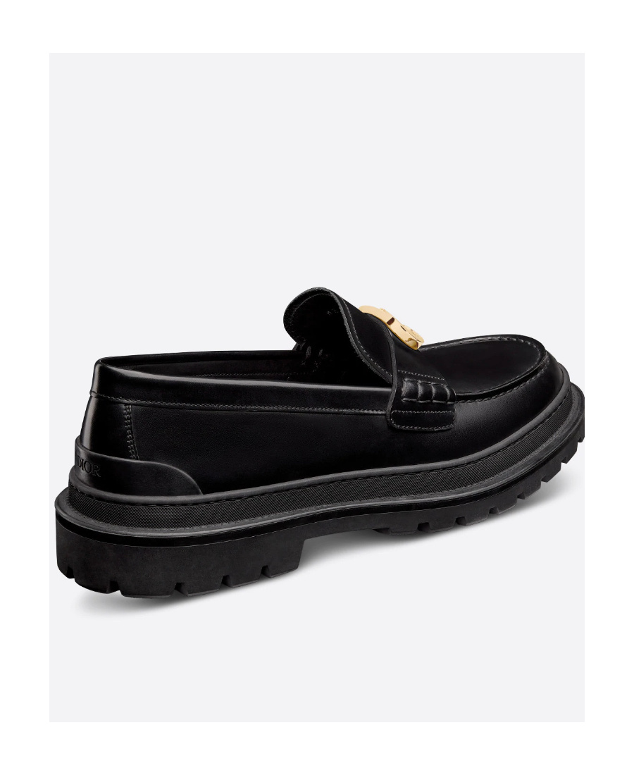 Shop Dior Logo Loafers In Black