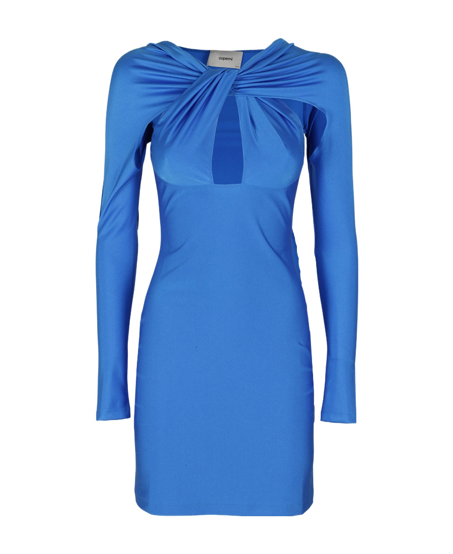 Coperni Twisted Cut-out Jersey Dress In Blue