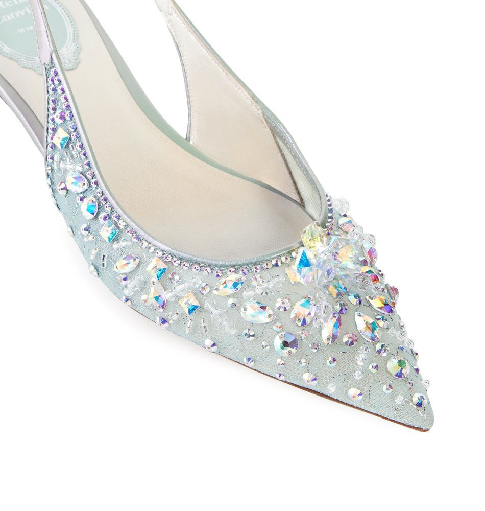 René Caovilla Gem-embellished Pointed Pumps In Gray
