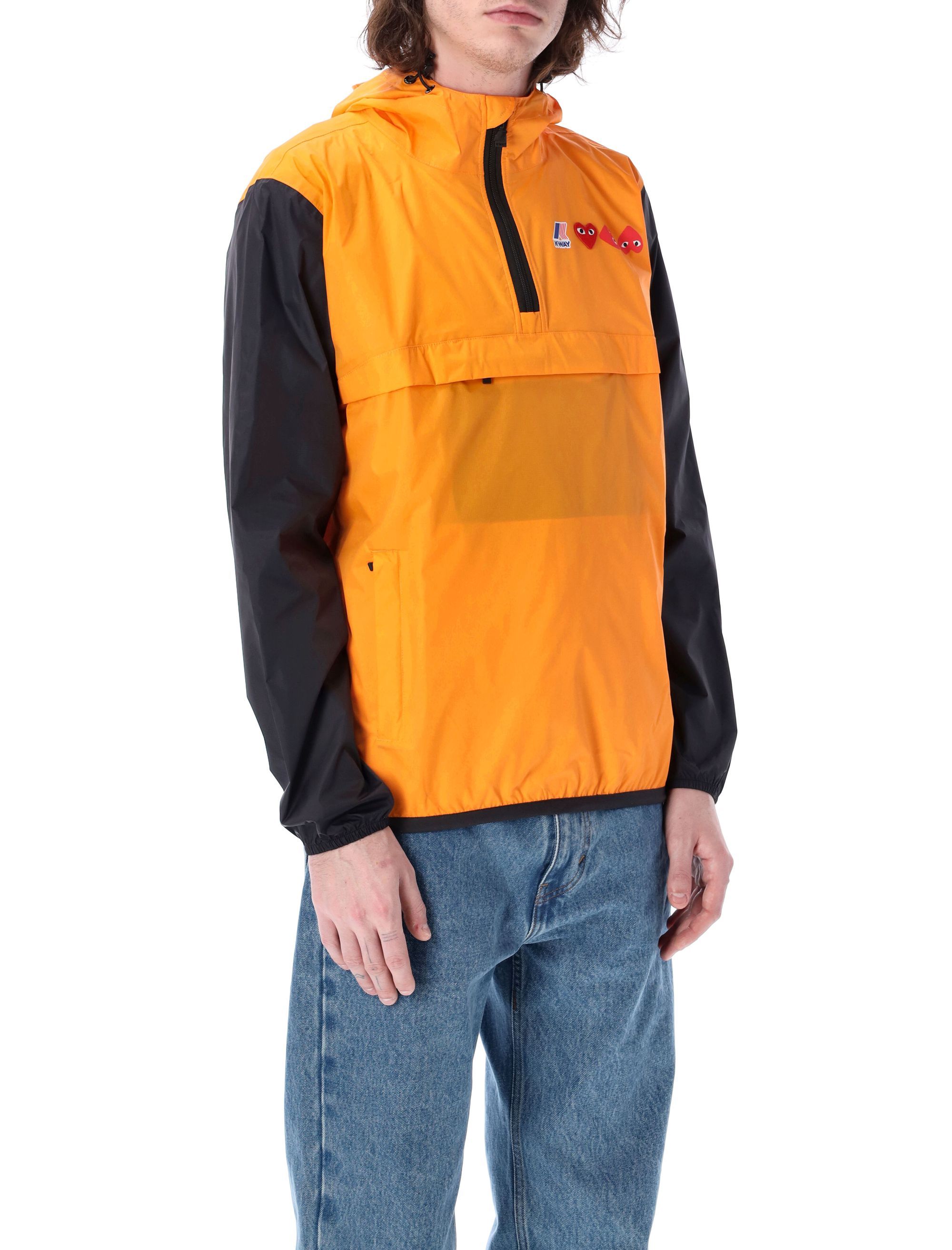 Comme Des Garçons Play Block Design Hoodie Drawstring Hem In Multicolor
