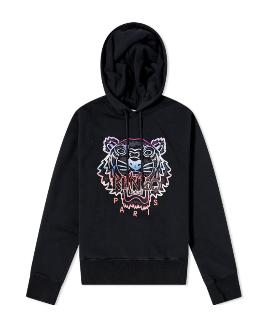 Kenzo Logo Hooded Sweater In Black