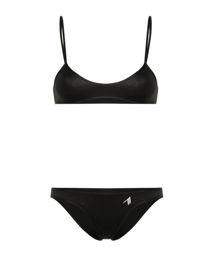 Shop Attico Rubberised-logo Bikini In Black