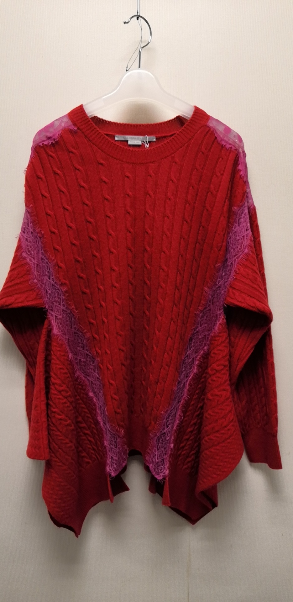 Stella Mccartney Floral Lace Asymmetrical Pullover In Red