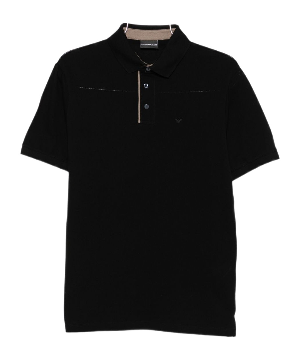 Emporio Armani Logo Cotton Polo Shirt In Black