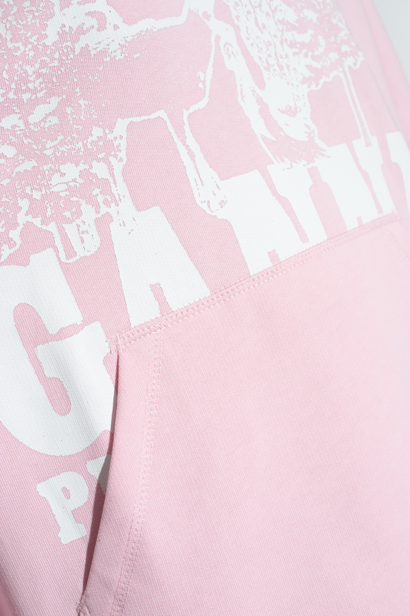 Shop Ganni Pink Oversized Isoli Animals Hoodie