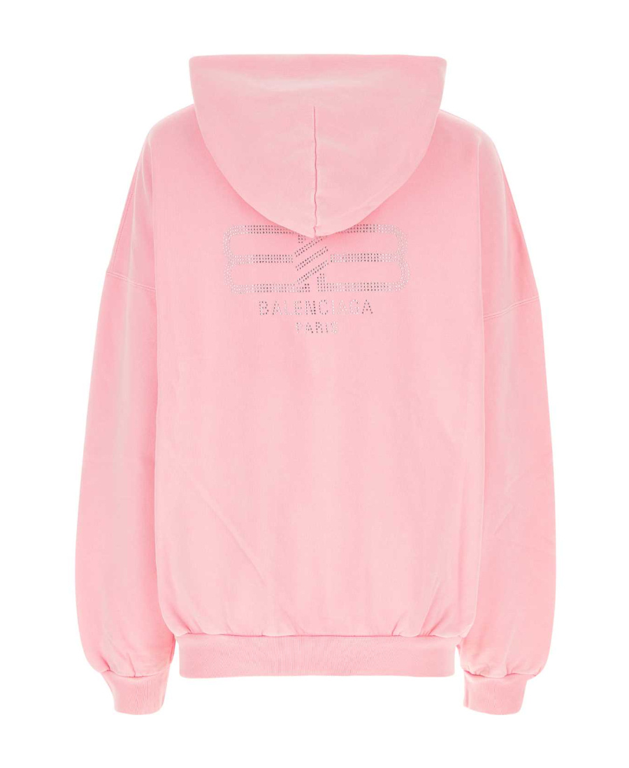 Balenciaga Bb Paris Cotton Hoodie In Pink