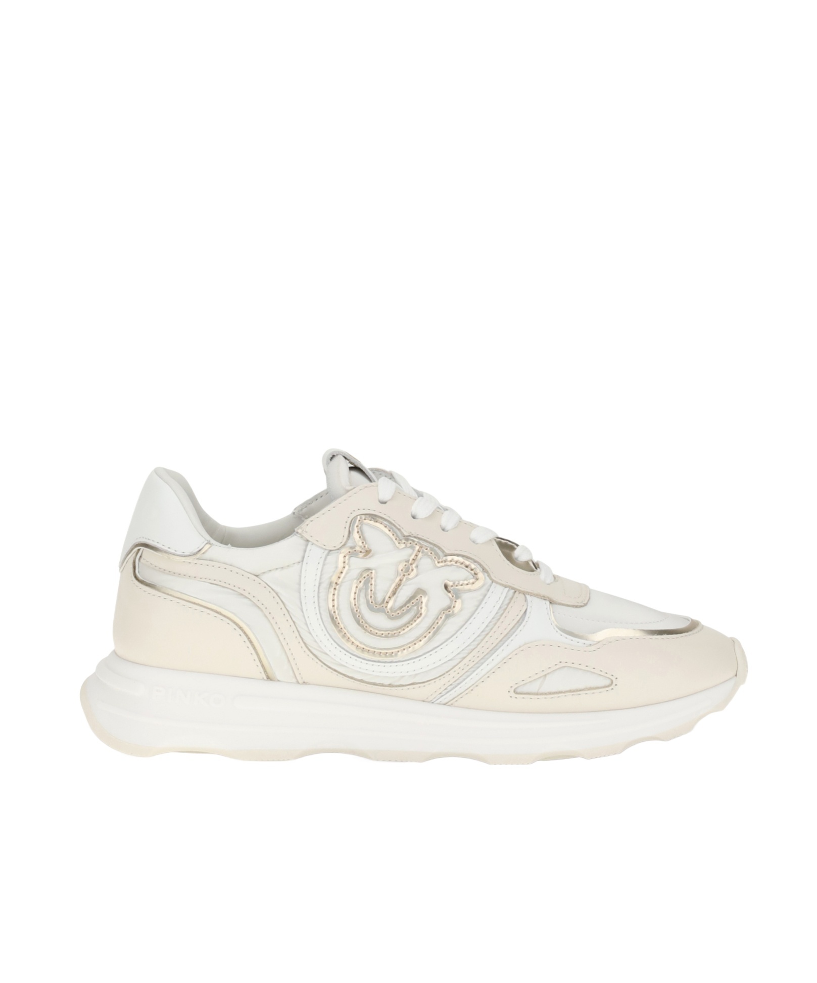 Pinko Zoe Logo-detail Leather Sneakers In Neutral