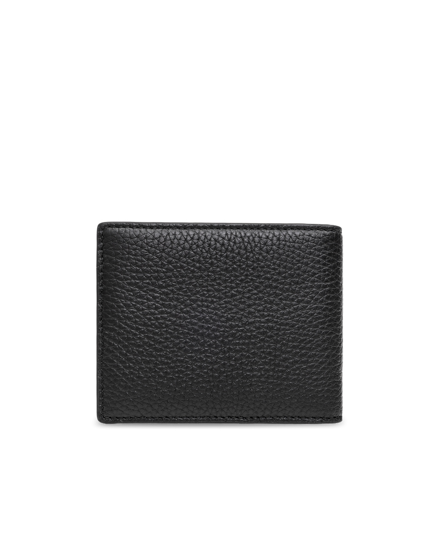Bally Leather Wallet With Bi-fold Design And Textured Finish In Black