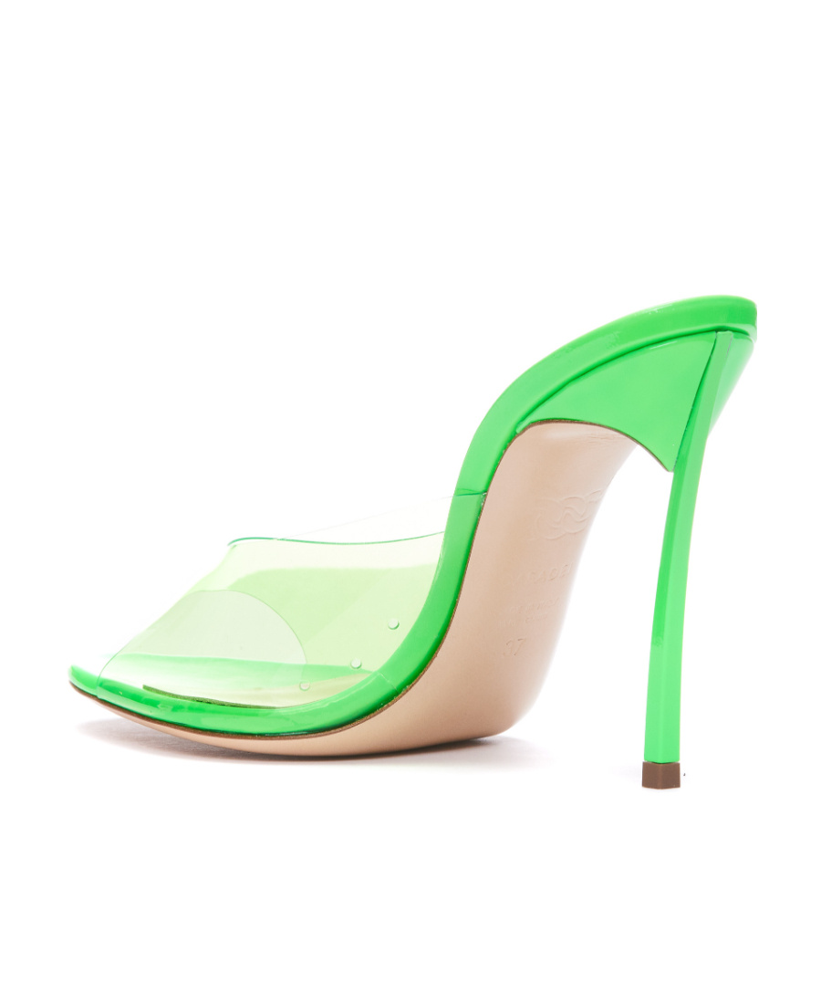 Casadei Green Transparent Peep Toe Sandals In Polyurethane Woman In White