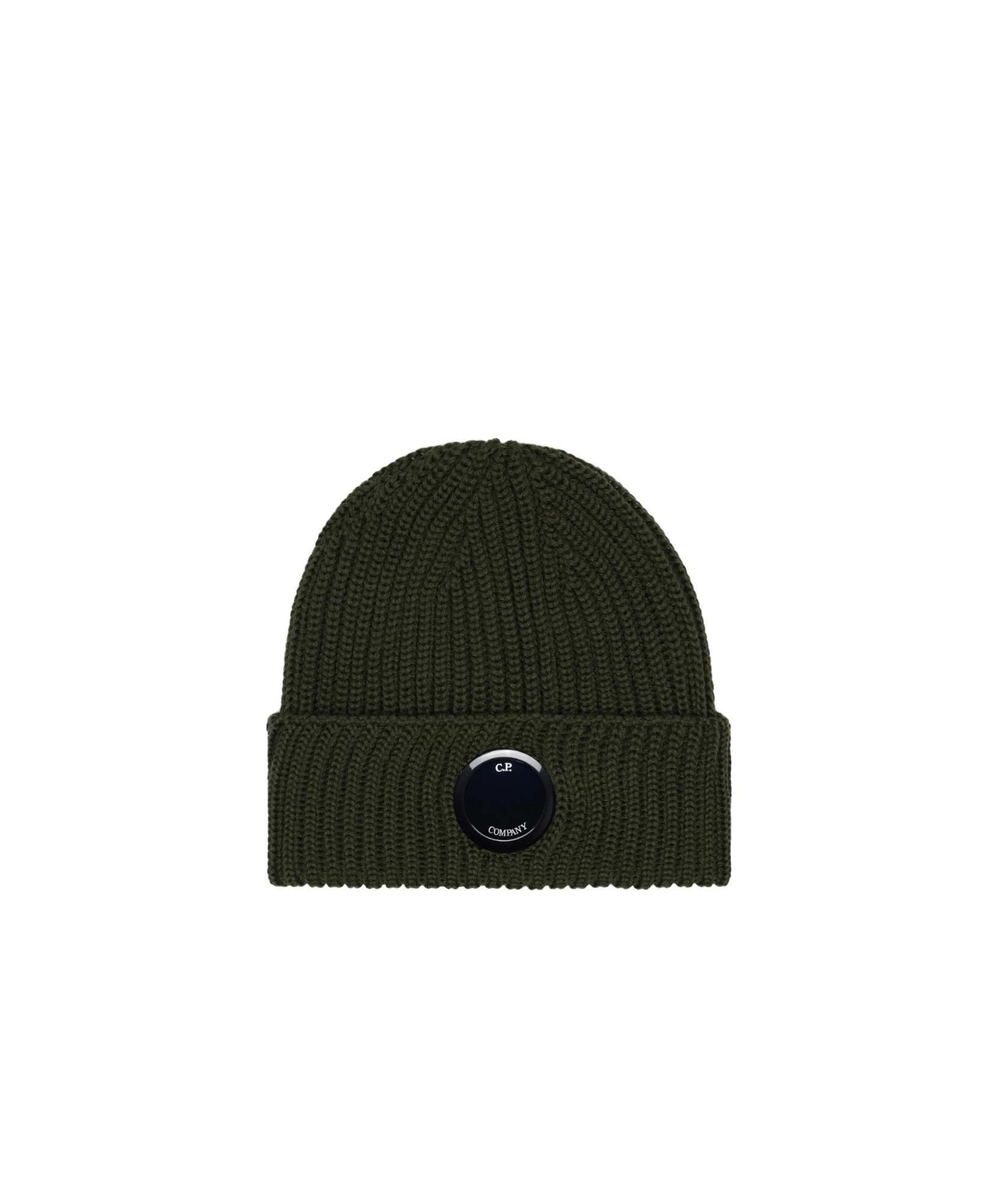 C.p. Company Ribbed Lens-detail Beanie In Green
