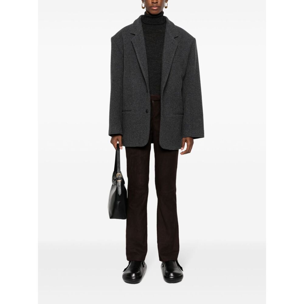 Theory Flared Leather Trousers In Black