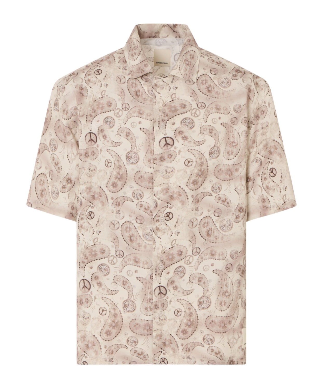 Emporio Armani Asv Capsule Peace All Over Print Shirt In Nude