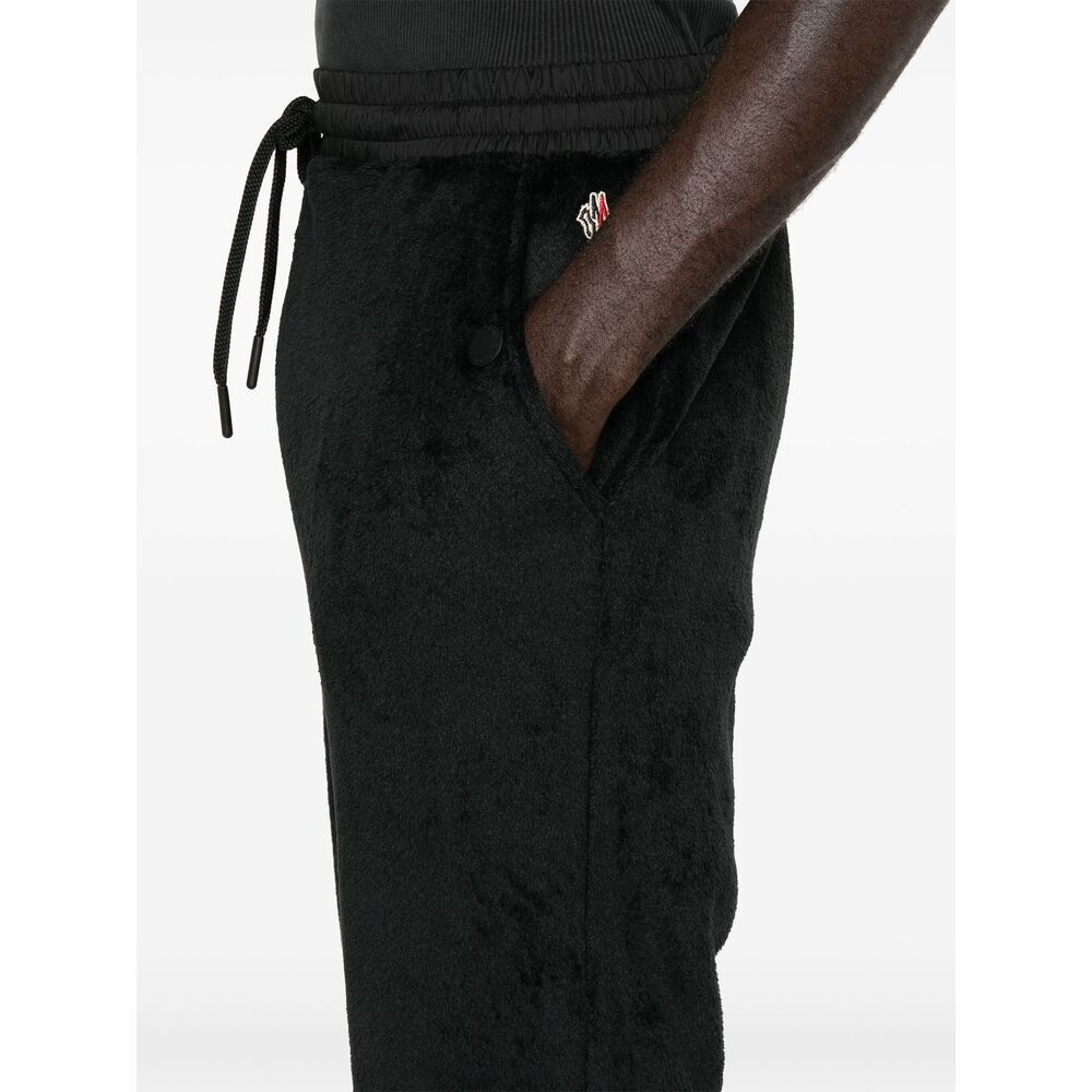 Moncler Fleece-texture Trousers In Black