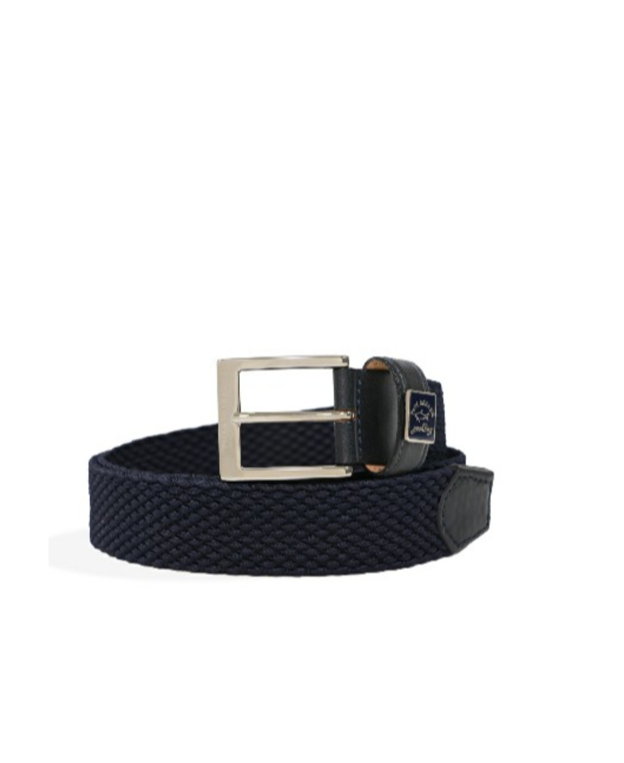 Paul & Shark Dark Blue Logo Belt In Black