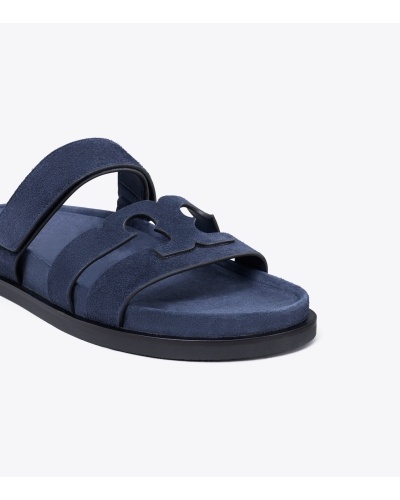 Shop Tory Burch Ines Sports Slippers In Navy Blue