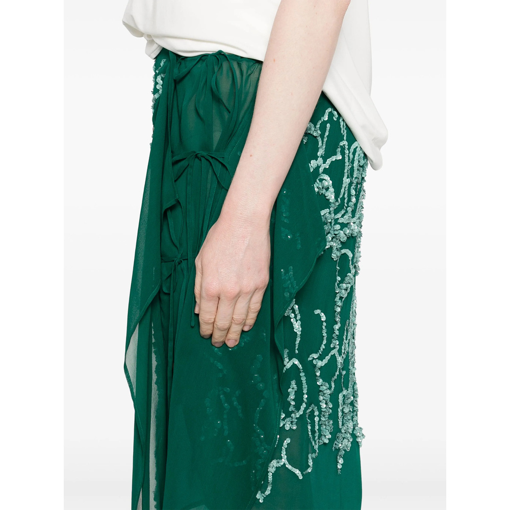 Shop Dries Van Noten Patterned Skirt In Emerald Green