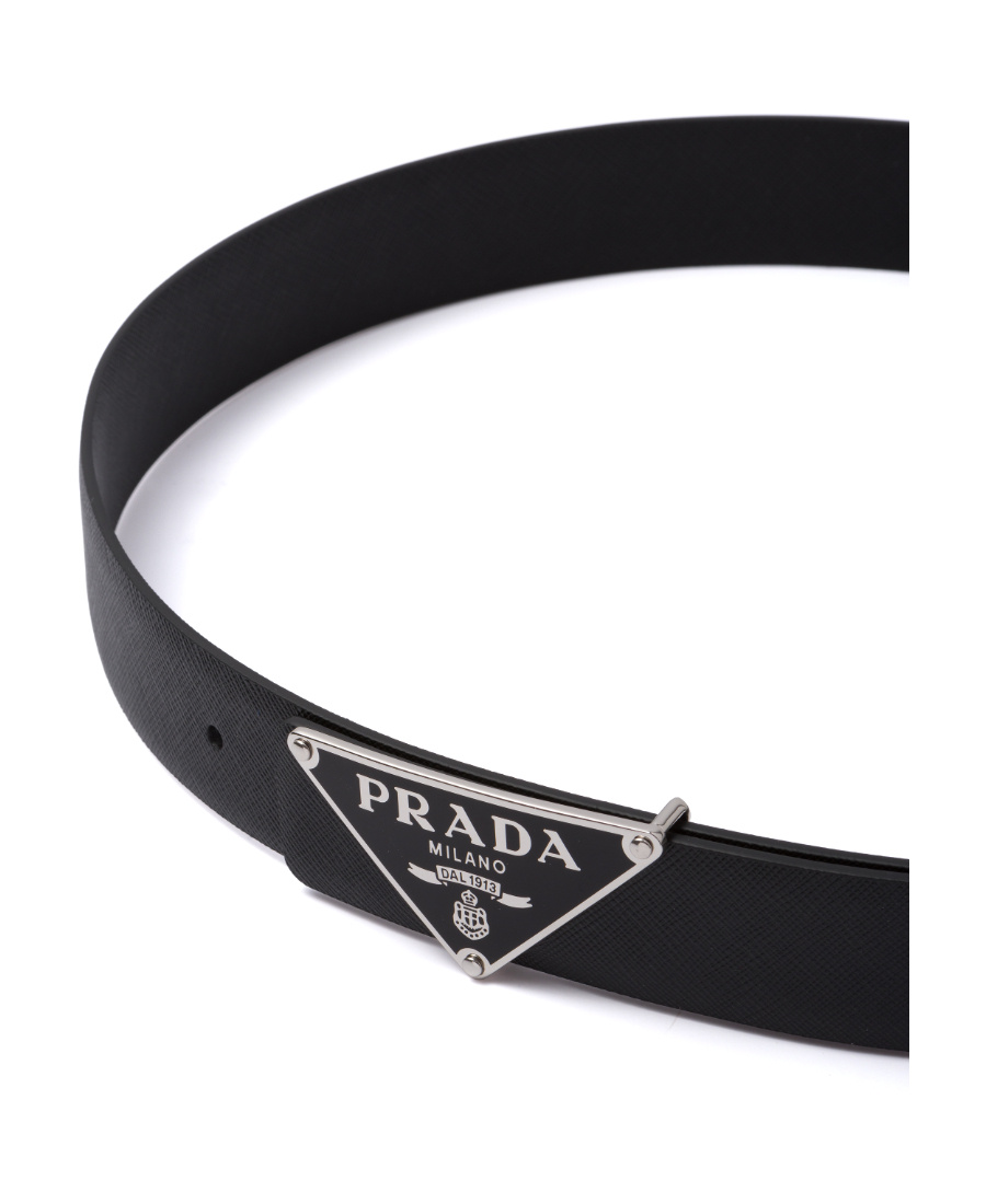 Prada Saffiano Double-sided Belt In Black