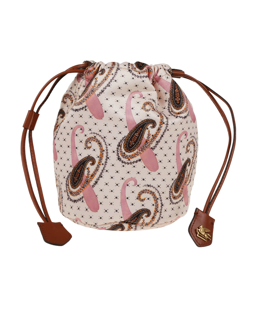 Shop Etro Pouch With Paisley And Polka Dot Patterns In Nude