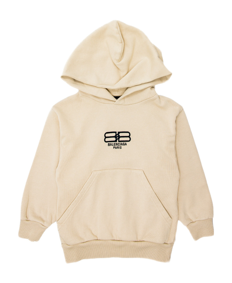 Balenciaga Bb-print Jersey Hoodie In Nude