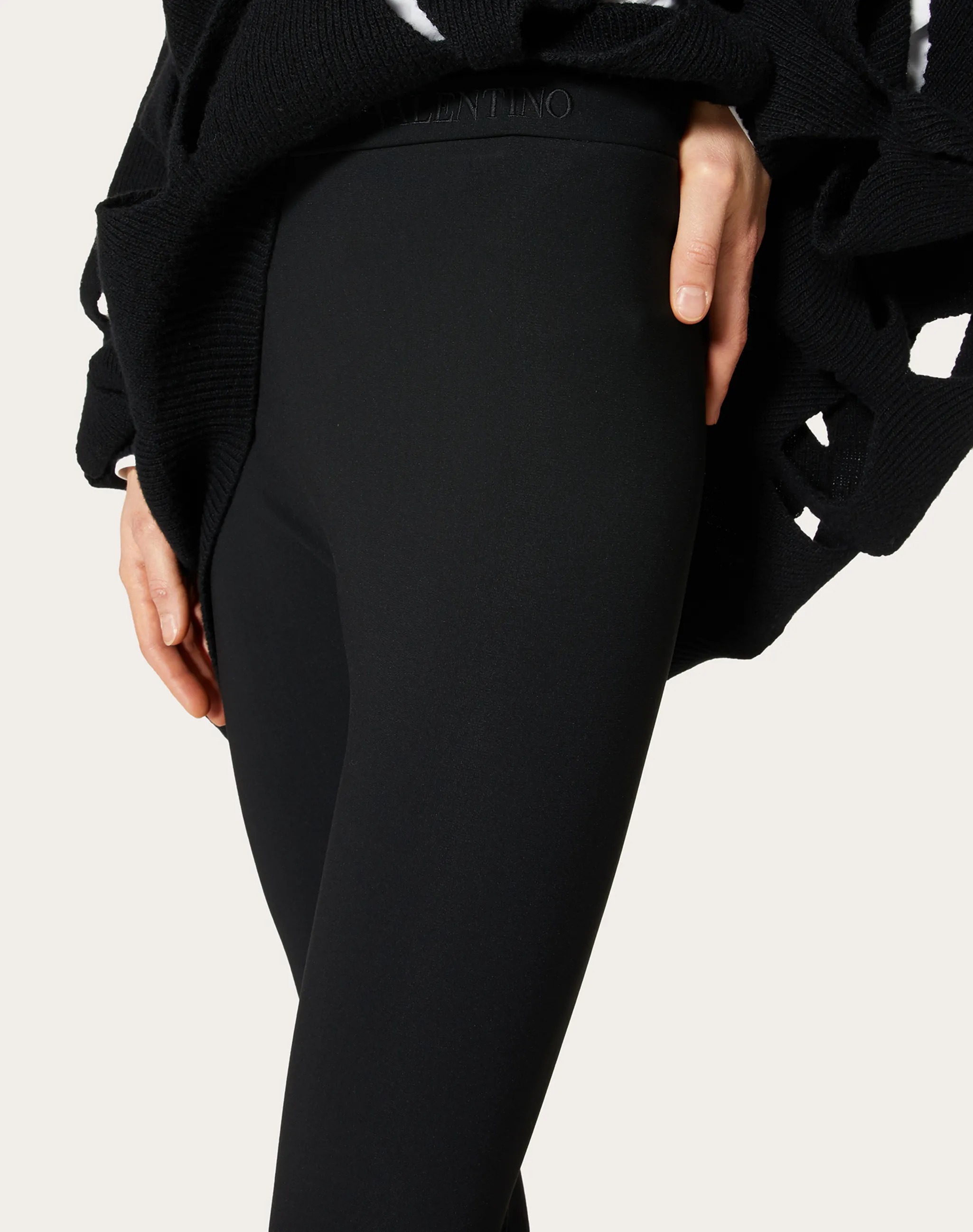 Valentino Logo Waistband Leggings In Black
