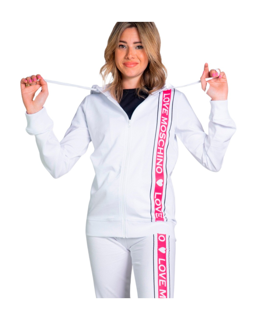 Moschino Logo Printed Zipper Casual Jacket In White