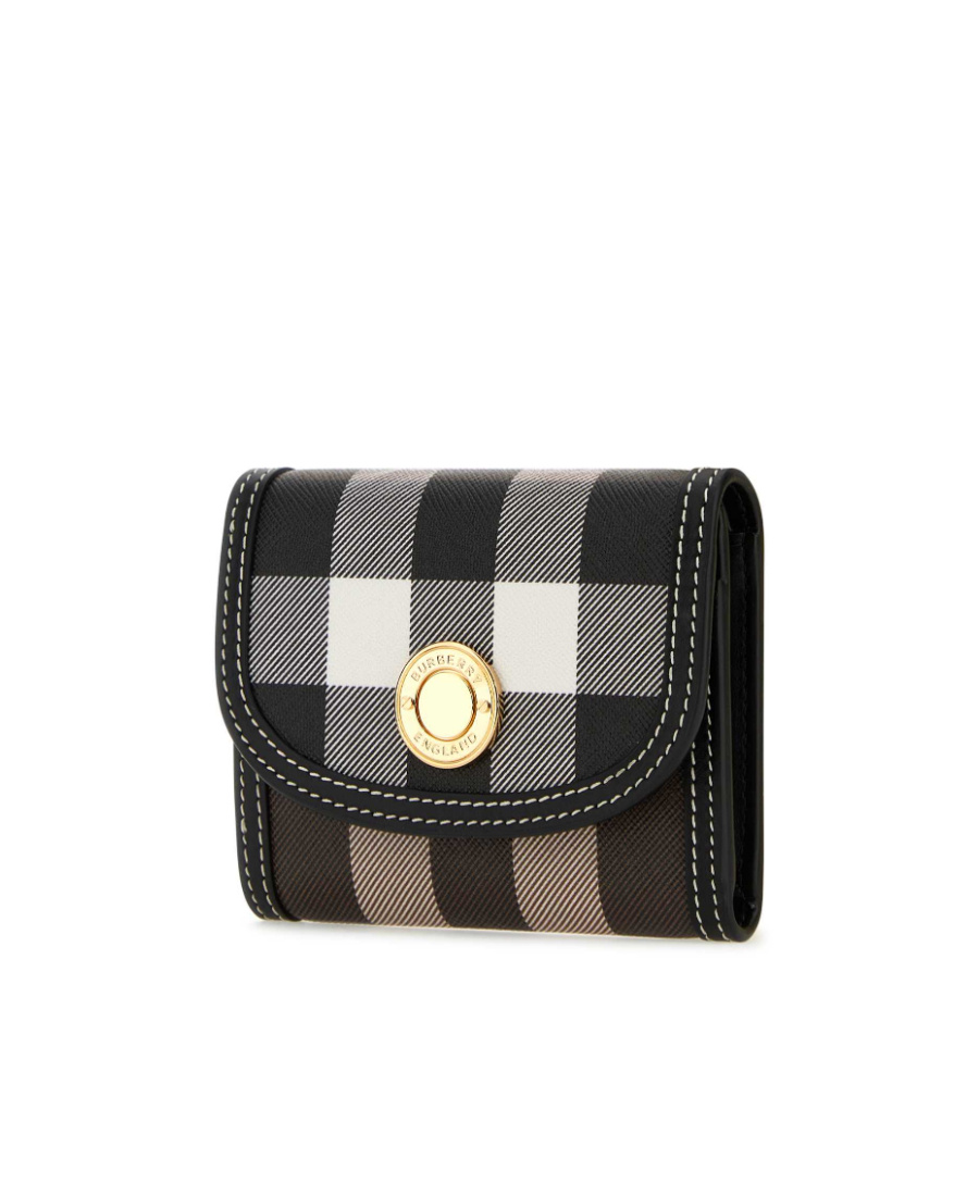 Burberry Check-print Leather Wallet In Black