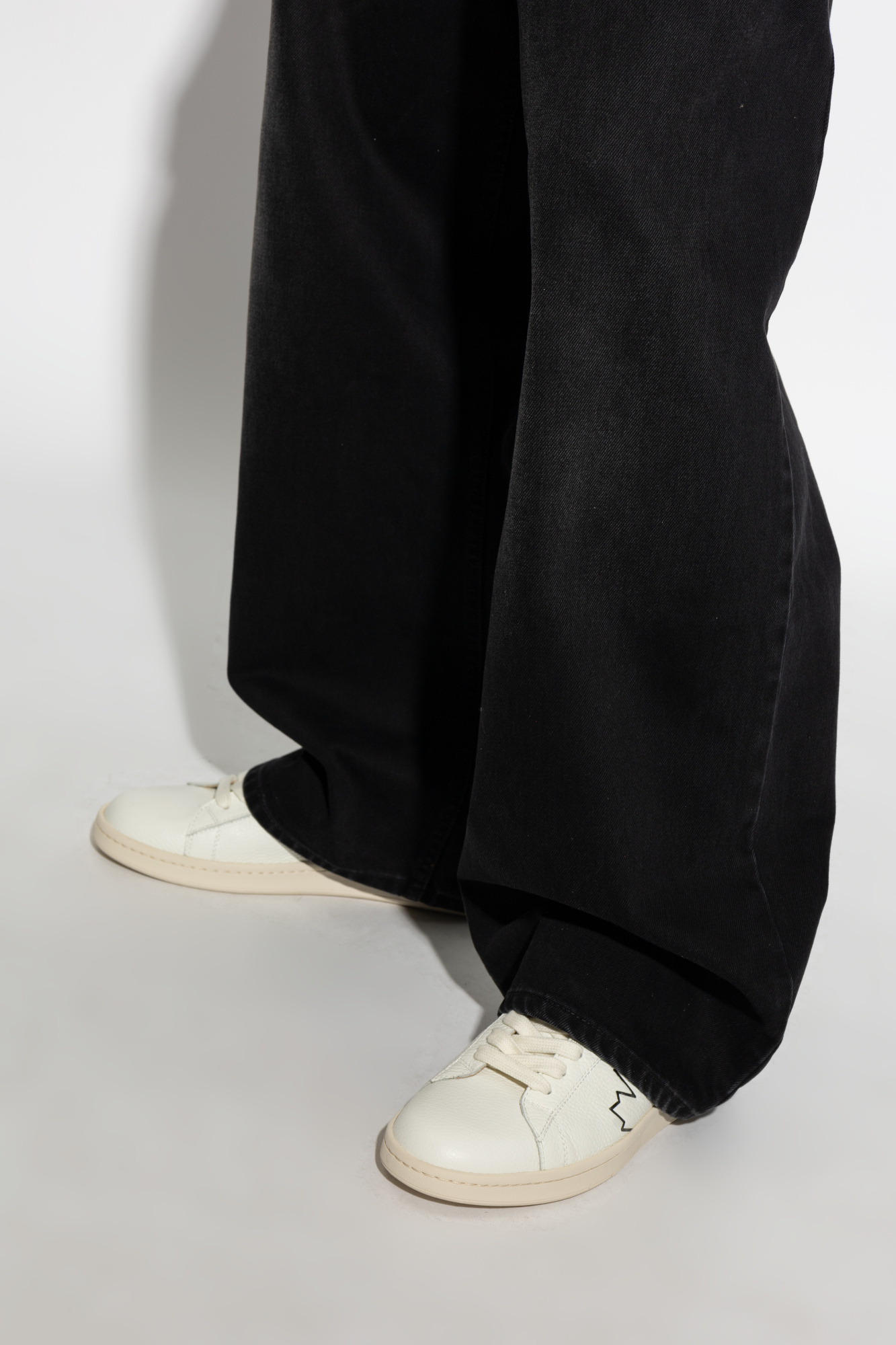 Dsquared2 Boxer Sneakers In Leather Color Black And White In Nude