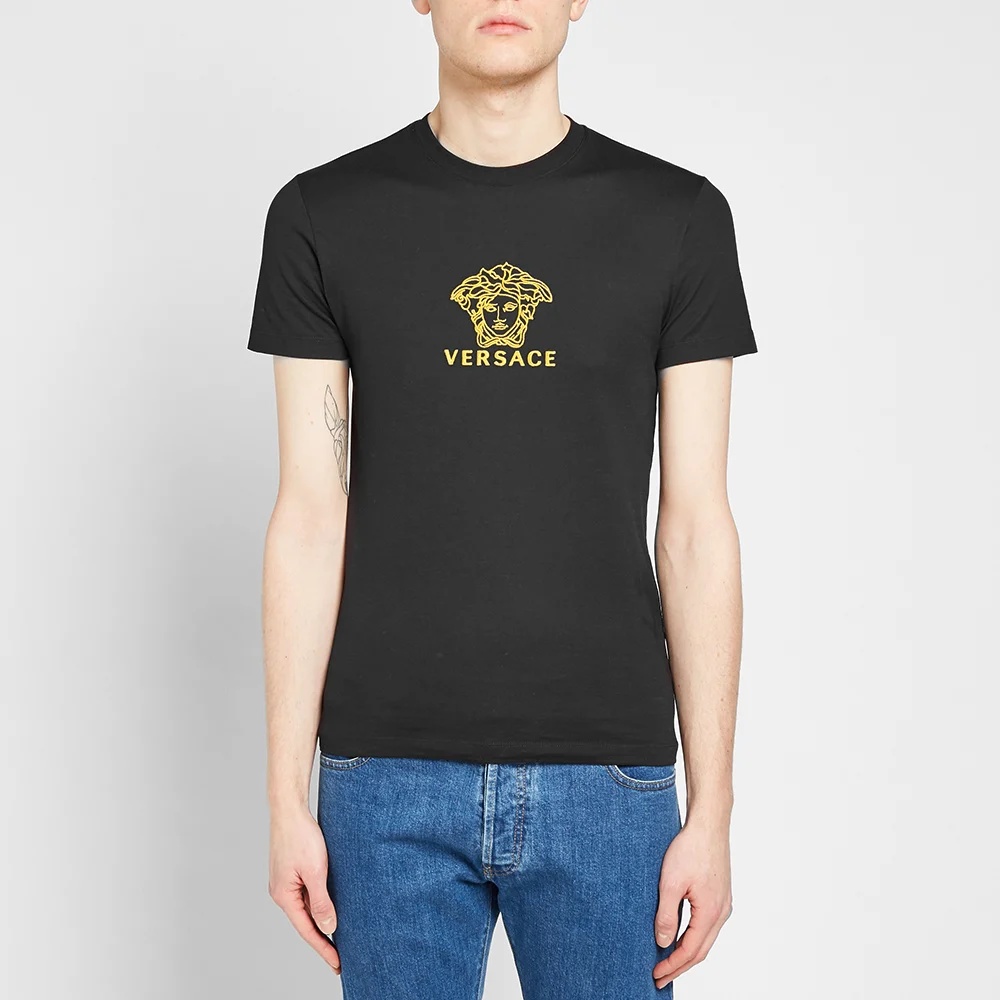 Versace Embroidered Logo T-shirt In Black