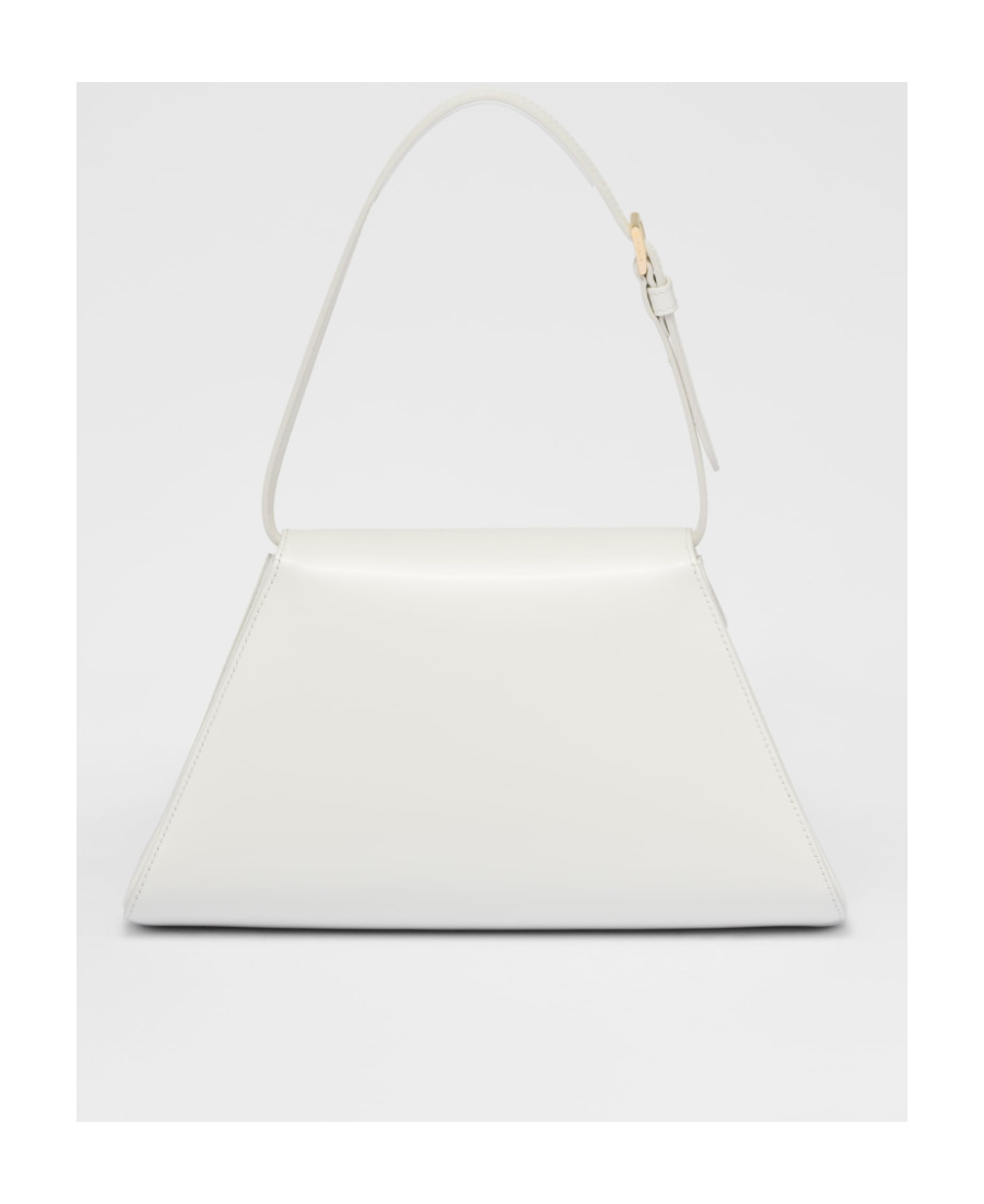 Prada Triangle-logo Leather Shoulder Bag In White