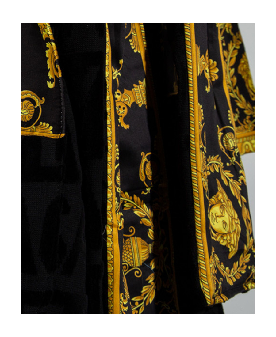 Versace Barocco-print Cotton Robe In Multicolor