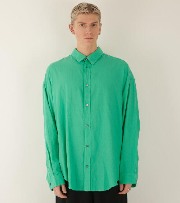 Acne Studios Lapel Long-sleeved Shirt In Green