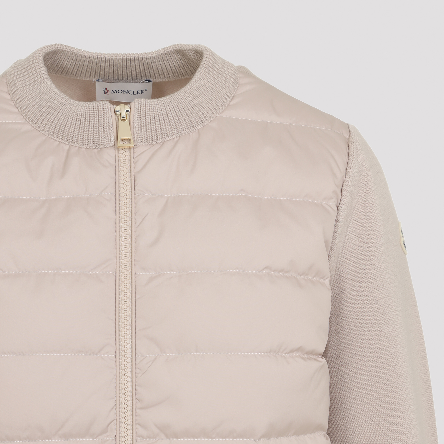 Moncler Quilted Cardigan Featuring Patch Pockets In Neutral