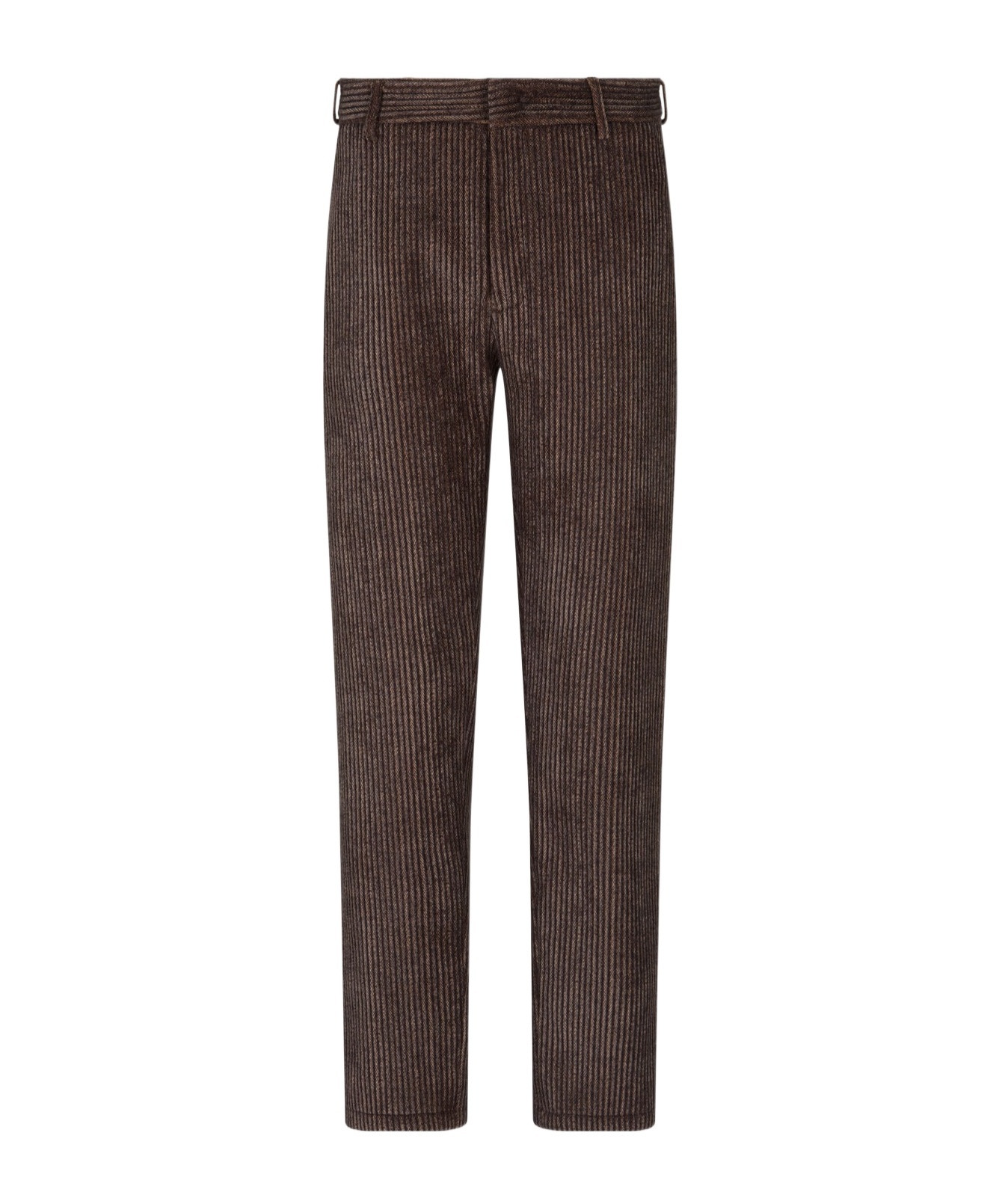 Emporio Armani Regular Fit Textured Brown Stretch Pants In Brown