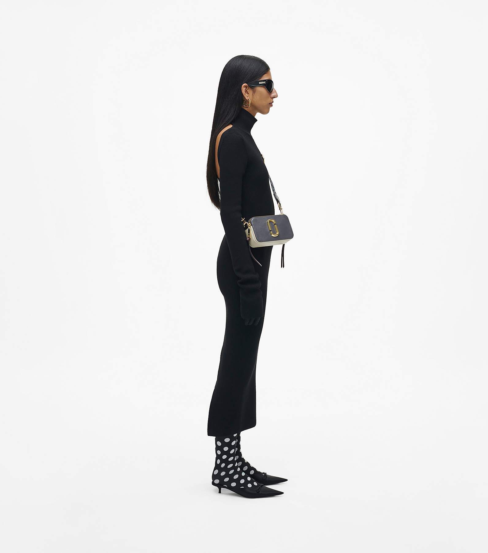 Marc Jacobs The Snapshot Logo Plaque Crossbody Bag In Gray