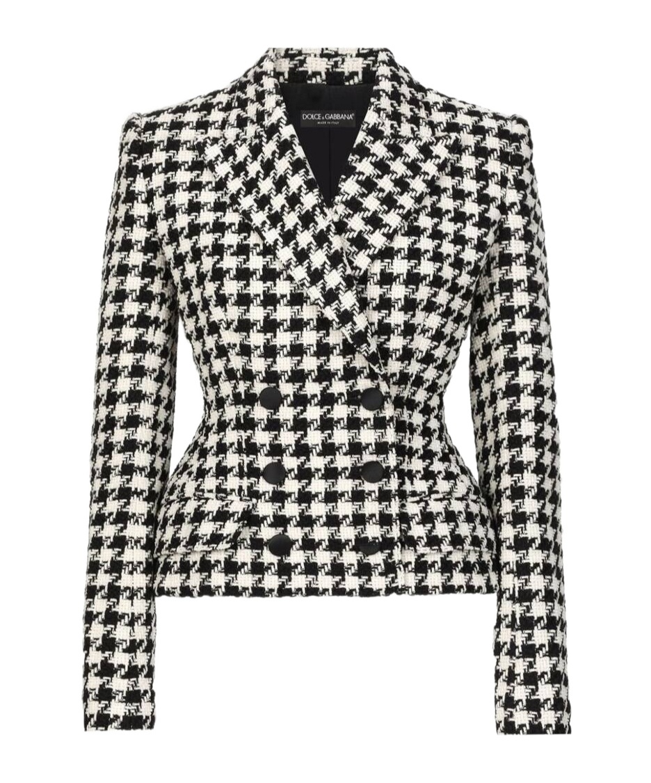 Shop Dolce & Gabbana Double Breasted Check Blazer In Black