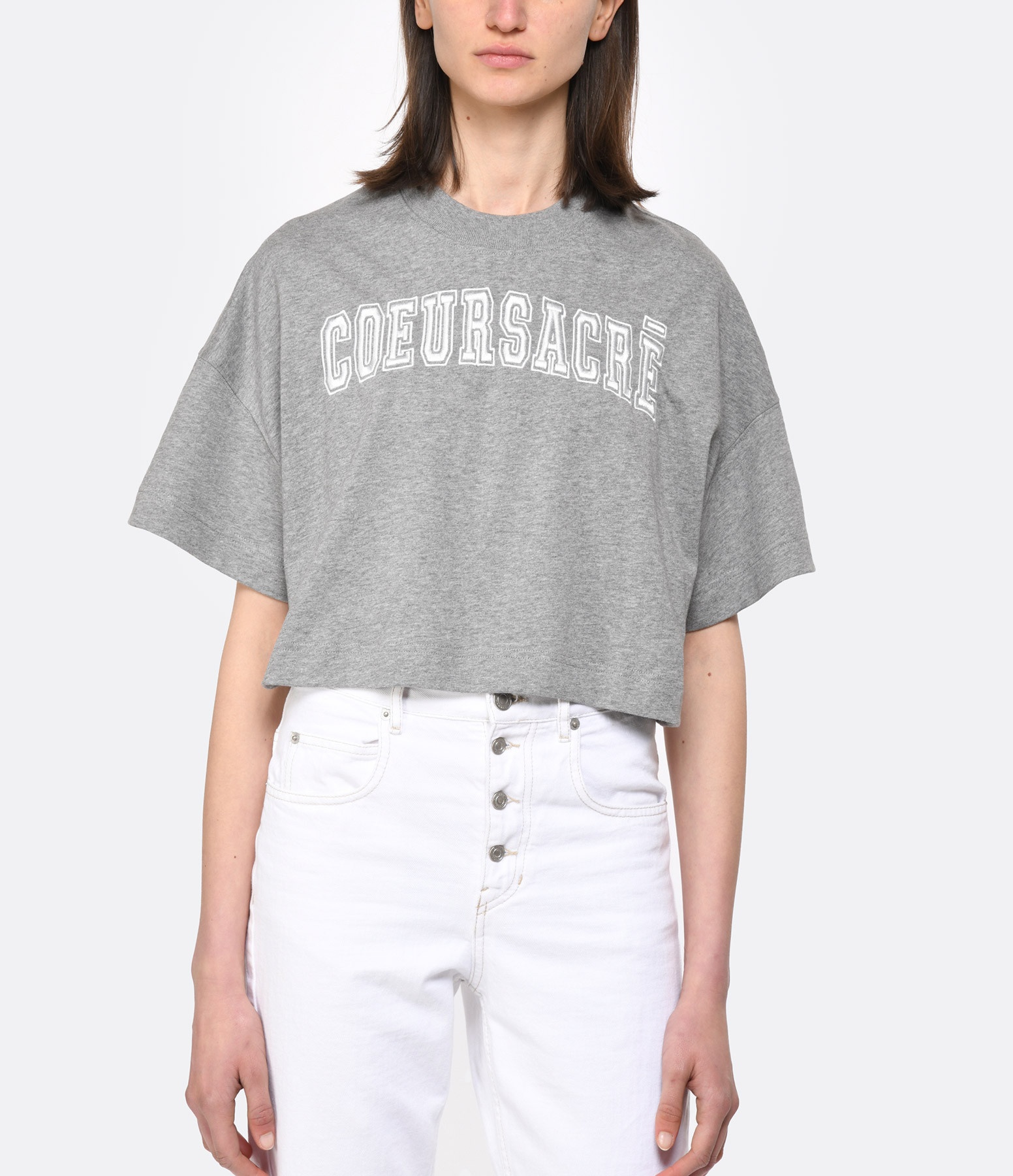 Ami Alexandre Mattiussi Letters Embroidered T-shirt In Gray