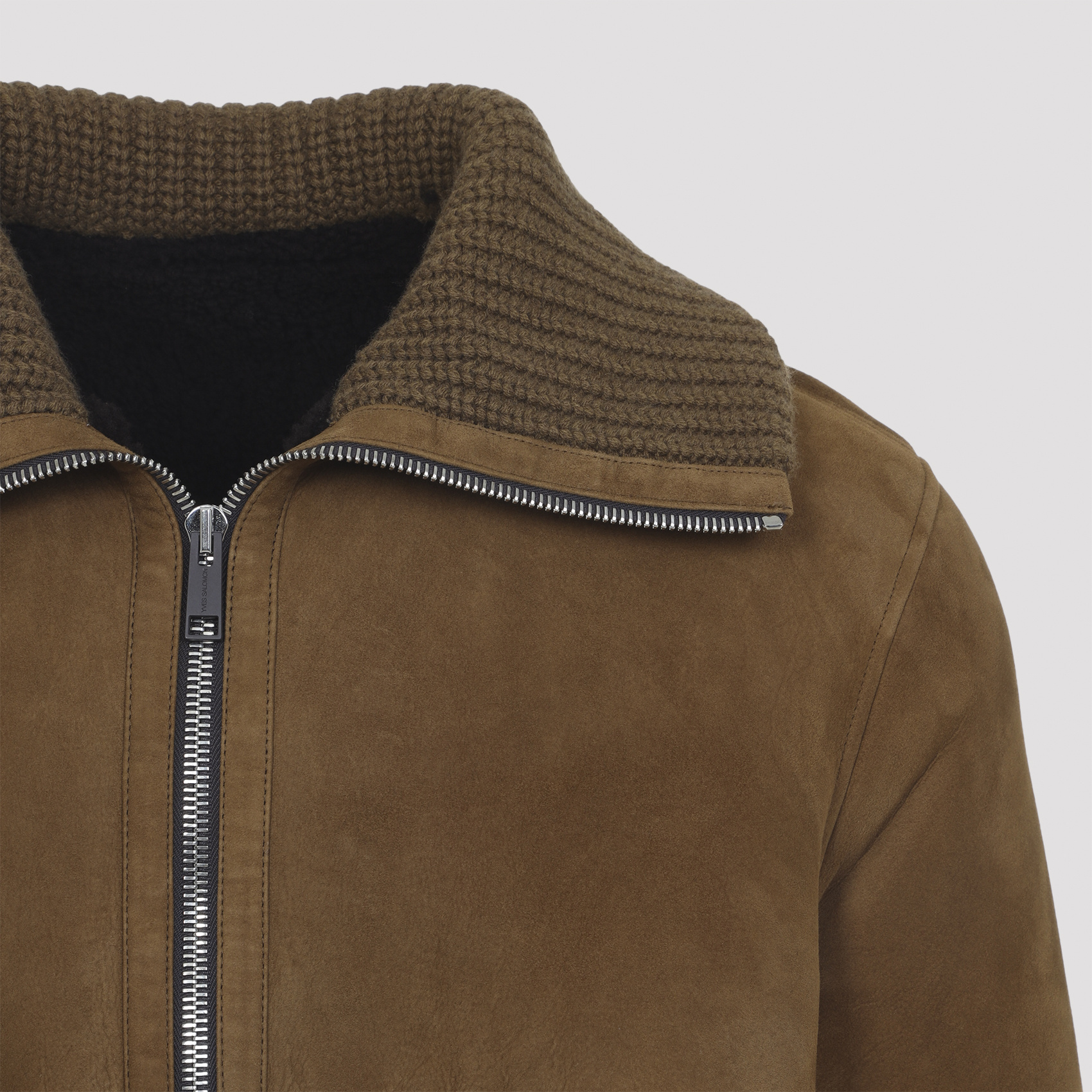 Yves Salomon Suede Finish Down Jacket With Buttoned Cuffs In Brown